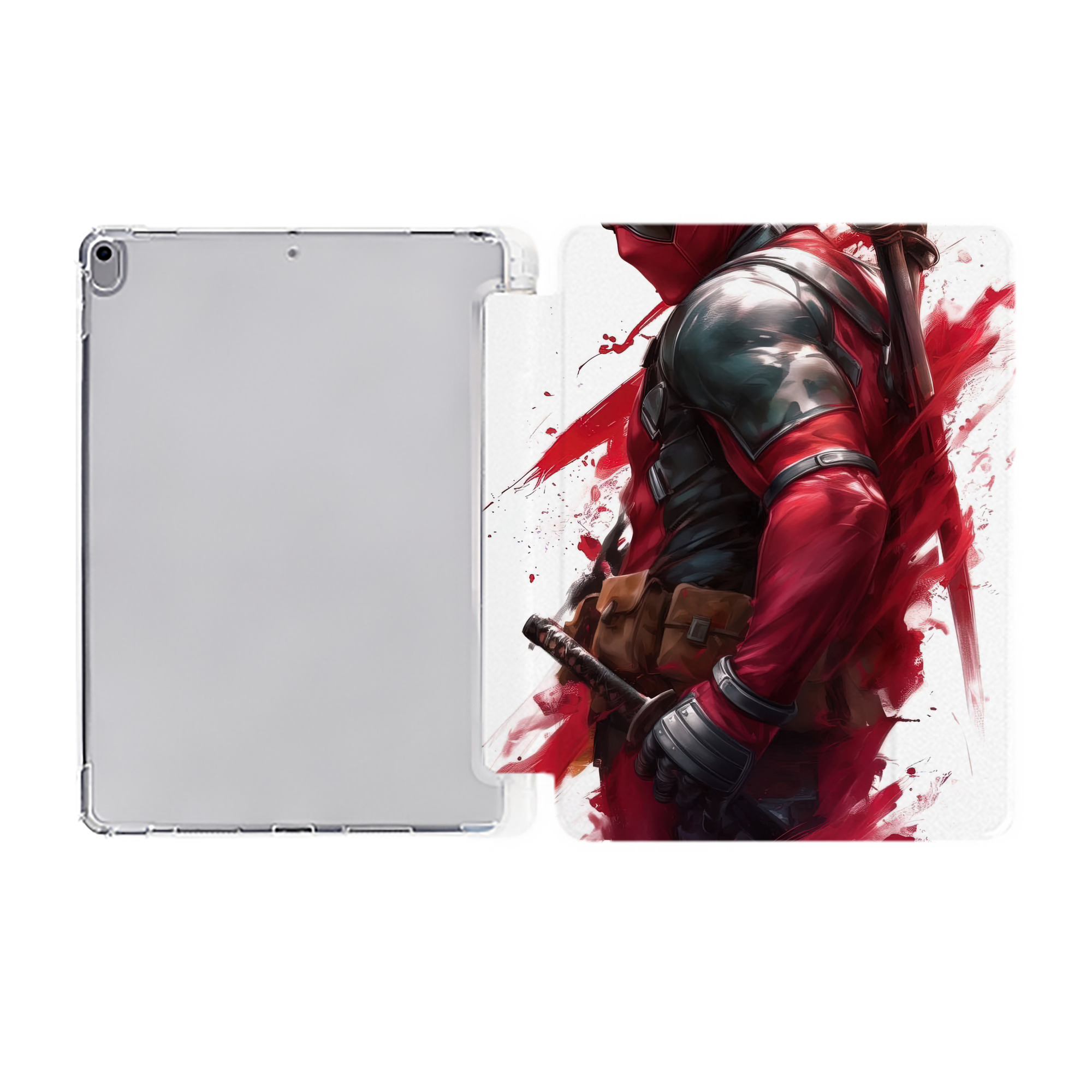 （画像用） Deadpool デッドプール IPad ケース ペン収納付き 三つ折りスタンド PUレザー×シリコン 対応機種9.5/10.5/10.9インチ